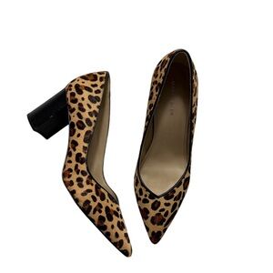Marc Fisher MF Caitlin5 Leopard fur Pointed Toe Block Heel Pumps size 9M